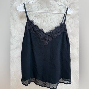 Abercrombie and Fitch navy lace woven polka dot cami